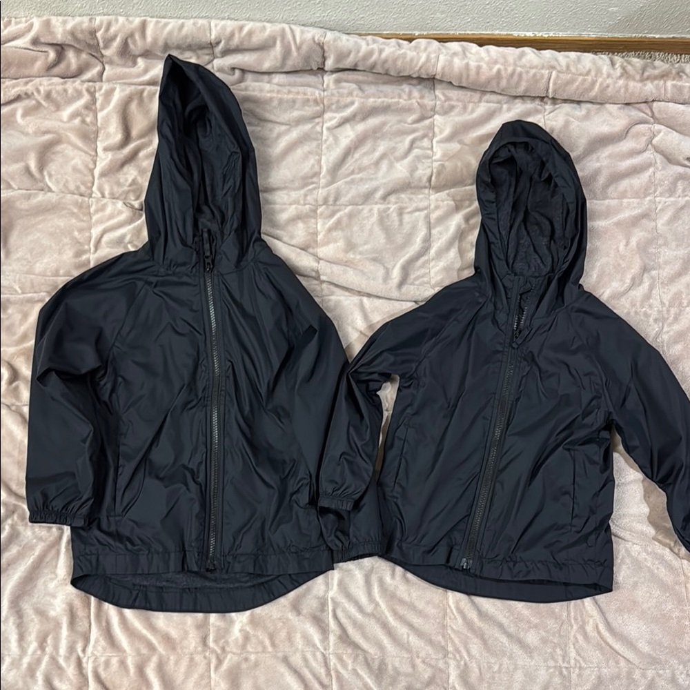 Kids Black Windbreaker Hooded Jacket